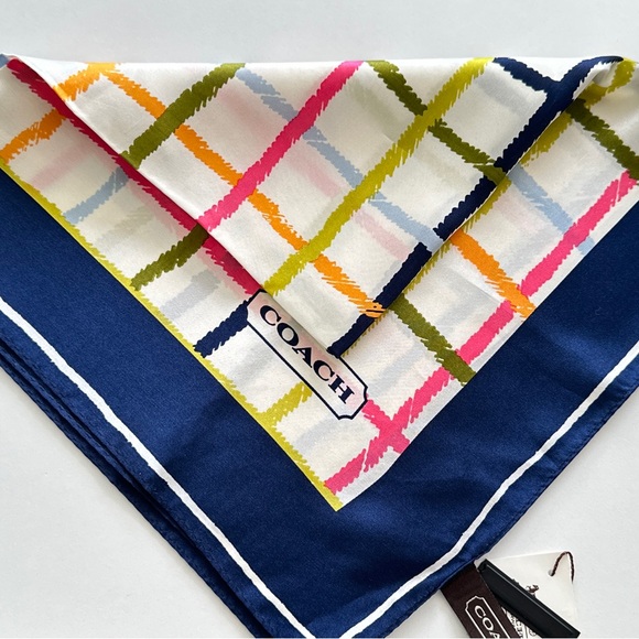 Coach Tattersall 100% Silk Multicolor Scarf - Picture 8 of 8